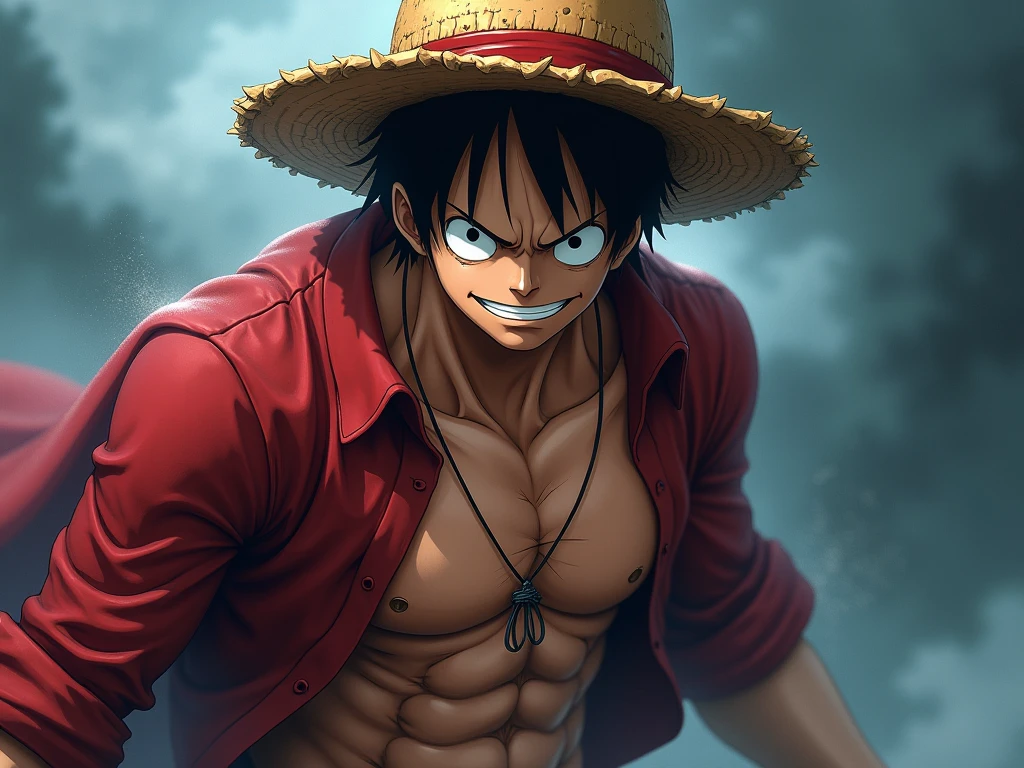 creat a stunning t shirt design based on one piece anime monkey d luffy character