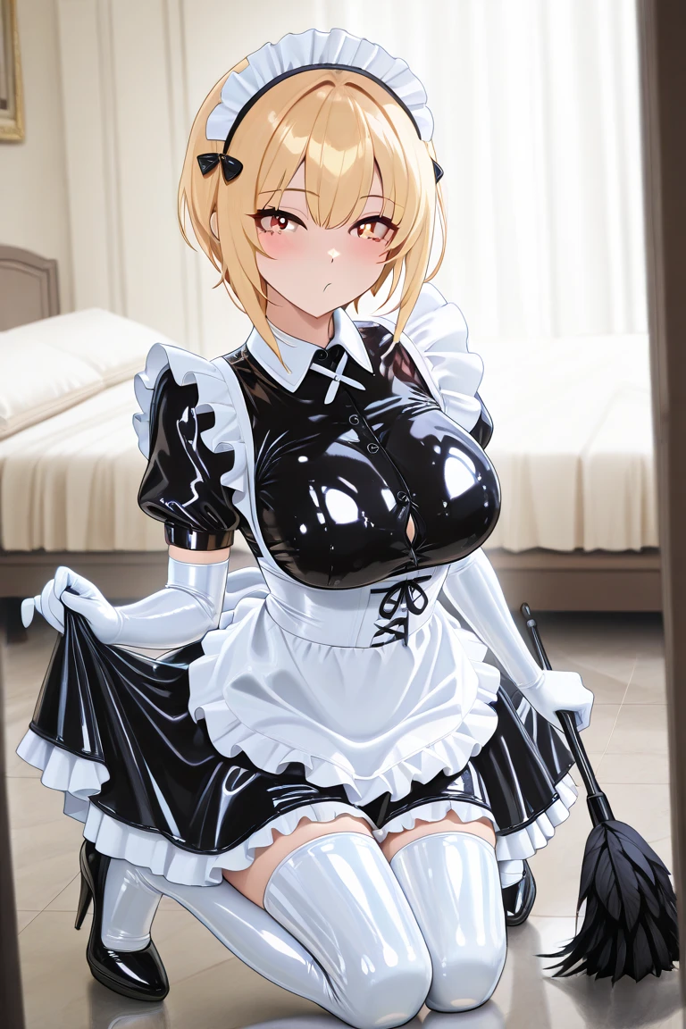 Camel Toe:1.4、(Sweat)、(vapor)、(((Long gloves:1.3)))、、Knee-high socks、Open your thighs wide to the left and right、crouch on the ground、Show the audience your crotch, (、, Spread your legs:1.3, ))、1、Absurd、、Flat lighting、elevation、sexy pose、Highest quality、Complex、Surreal、perspective, Very detailed, Detailed Background, shape、1 Girl、alone、Big Breasts、A light smile, Embarrassing, blush, (()), Long gloves、- Elbow hand pockets、、sexy、Sensual, Huge breasts, (Maid:1.3),), A beautiful woman with supple curves, Bare shoulders, ,Knee-high socks、Long white gloves,Knee-high socks、Long gloves、Enchanting、Inviting、sexy、dynamic、Crouching。With legs spread。Sitting、White Hair、garter belt、Showing off your crotch