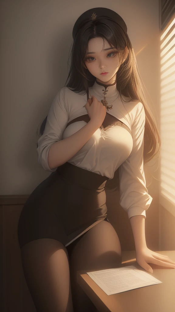 anime, highly detailed face, smooth eyes, highly detailed background, perfect lighting, full body, 1girl, solo, Asuna Yuuki, asuna, indoors, black heels, black thighhighs, light brown hair, bedroom, absurdres, high res, ultrasharp, 8K, masterpiece, looking at viewer (sexy pose:1.2), black thighhighs, brown eyes, very long hair, (full body:1.5), naked, nsfw, ecchi, horny, teasing, no bra, no underwear, naked, nude, wet pussy, climax, oh_face, both hands holding breasts, squeezing_breasts, breasts_squeeze, on the floor on her knees