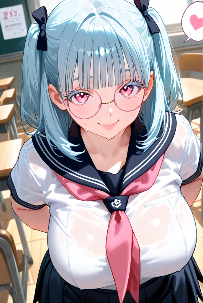 highest quality,wonderful,finely,extremely detailed CG Unity 8K wallpaper, (1 girl, blue eyes), ((largest breast)),(huge breasts:1.2), (black school swimsuit:1.3), (bare shoulders:1.1), (clavicle:1.1), (semen:1.2), (:1.5),(sperm:1.2), (zettai ryouiki:1.2),(constriction:1.2), (Are squatting:1.2),(Nipples),(Nipples visible), ((cum,sperm,semen)),(((cum on face))),((ejaculation semen)),((ejaculation cum)),(((bukkake))),purple hair,arms up,armpit,locker room,(((cum on body))),(((sukumizu))),Glasses,