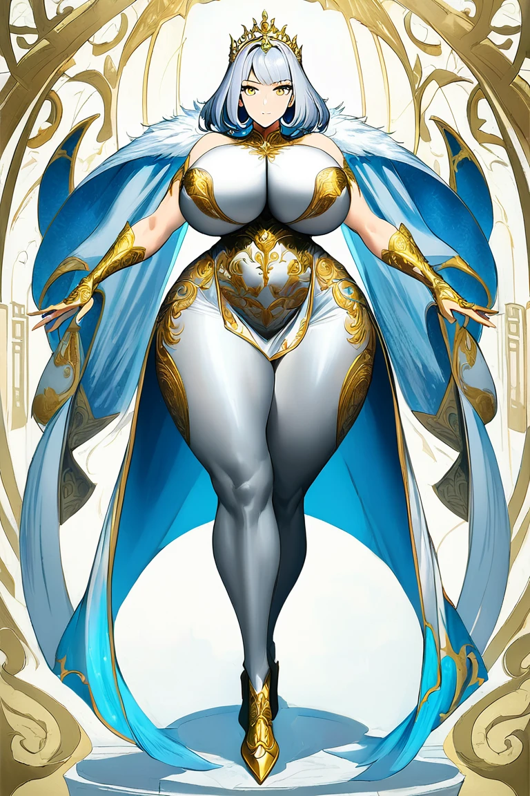 1female,35yo,plumw,extremely large bosom, 独奏,(Background with:Huge ancient temples, droid,aerodrome,sphinx,Huge mechanical armor,), (puffy lips:1.2), ((egyptian empress, mature face)),bobo head,Stand on the plane,seen from the front, hair straight, mostly cloudy sky,(((tmasterpiece),(Very detailed CG unity 8K wallpaper),best qualtiy,cinmatic lighting,detailed back ground,beautiful detailed eye, right pupil, blue eyes,Snow-whiteskin,Redlip(Very fine and beautiful),(Beautiful and detailed eye description),ultra - detailed,tmasterpiece,))facing at camera,A high resolution,ultra - detailed),(gigantic breasts:1.3),legs are open,Raised sexy,Camel toe, lushed complexion,Desire for dissatisfaction,frontage,((Egyptian)),(Wearing:Dark Vulture crown,gold pantyhose,Bare breasts)scifi style