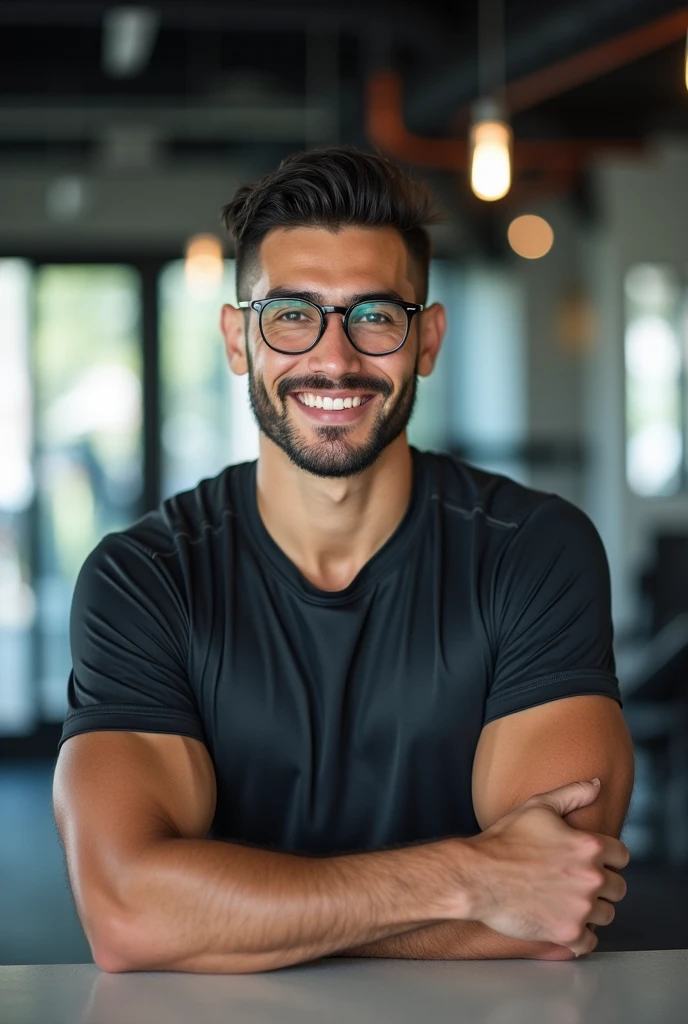Wild muscle man, (40 year old dad:1.1), Chico 1, alone, Grey Hair (Black dress shirt), (Big shoulders), Muscle tissue, Nargon, Stubble, Short Beard, Cute eyes:1.3, ), (Detailed face:1.3), Wearing glasses, smile, Dynamic Angle, Volumetric lighting, (Highest quality, High resolution, Realistic), Cinema Lighting, masterpiece, Raw photo, Intricate details, High resolution, whole body, Tight jeans