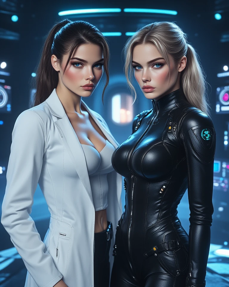 Photorealistic portraits of Noctice Lucis Caelm and Luna Freya Knox Fleurette from Final Fantasy XV, Photorealistic illustration by Tibor Nagy , Dark Blue Sky Magical Epic Vibration, natural color, dynamic pose, Movie-like still images, Space and nebulae in the eye, Milky Way, space background, precious stones, crystalline, flowing hair, rough skin, In the style of Joe Kubato, black, beige, lavender, Emerald and Gold, Ted Nasmyth, germanic art, Details that blink and you miss, Waino Aaltonen, Imaginative Characters — Rainbow 5 — Style、Expressive details、textured、gorgeous face, fine skin, Looking at the camera with blue eyes, octane rendering, nffsw, cover, cancel zoom, highly detailed painting, Luminousism, bar lighting, Complex, 8K resolution concept art portrait by Greg Rutkowski, Style by Wes Anderson, art germ, WLOP, Alphonse Mucha, Little Fusion Pojatti Realgoth, Detailed bioluminescence in Fractal Isometric Encyclopedia : amazingly realistic photos