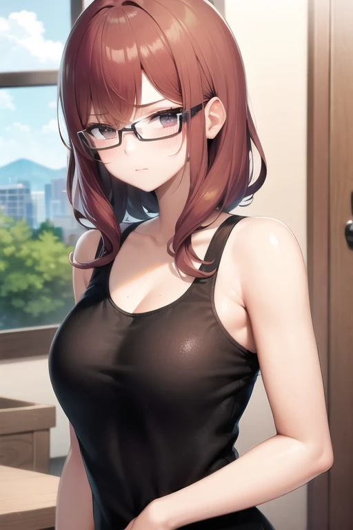 futabasakura, futaba sakura, orange hair, glasses, long hair, (purple eyes:1.1), ahoge,
BREAK (bare_shoulders,collarbone,sleeveless,Grey_dress:1.2),
BREAK looking at viewer,Standing at attention,standing, leaning forward, arms behind back,20yo,mature female,Beautiful Finger,Beautiful long legs,Beautiful body,NSFW,
BREAK (Night:1.7), Japan, Tokyo, CityView, Before Window,
BREAK (masterpiece:1.2), best quality, high resolution, official art,extremely detailed CG unity 8k wallpaper, perfect lighting,Colorful, Bright_Front_face_Lighting, (masterpiece:1.0),(best_quality:1.0), ultra high res,4K,ultra-detailed, photography, 8K, HDR, highres, absurdres:1.2, Kodak portra 400, film grain, blurry background, bokeh:1.2, lens flare, (vibrant_color:1.2) (Beautiful,large_Breasts:1.4), (beautiful_face:1.5),(narrow_waist), (perfect hands, perfect anatomy),