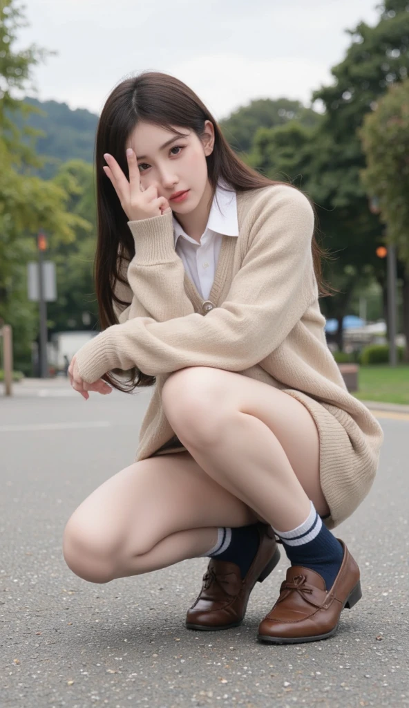 (8K),(best quality:1.5),(high resolution:1.5),1girl,24 years old,(((Sit on the ground with your knees up and your feet spread apart)))