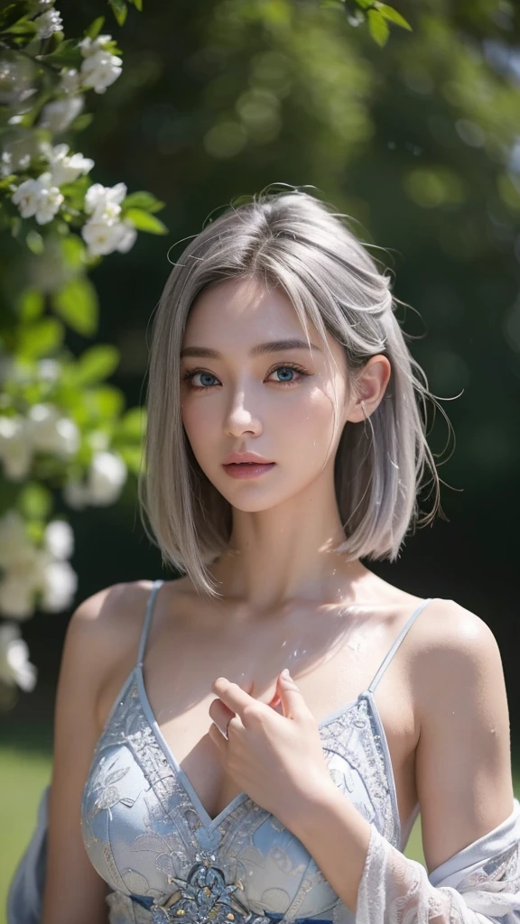 (sfw:2.0),high resolution、Real、8k、(58 years old)、woman1 person、Beautiful symmetrical body、Noble golden robe、(((flower tattoos all over the body)))、((Platinum Hair:1.8、short hair:1.6))、(Enthusiastic:1.1), (woman:1.1),Big Blue Eyes、Droopy eyes、 sharp, (Upper body portrait:1.5)、(perfect body:1.1), Realistic, True Shadow, 3D, (Temple Background:1.8)、A fleshy body、plump body、Perfect proportions, Two-tone lighting, Low ISO, White balance, Large Diameter, 8K Original, Highly efficient subpixels, Subpixel Convolution, Luminous Particles, Light Scattering, (Graceful features), (Perfect face), Dynamic Angle、((Skeletally correct body))