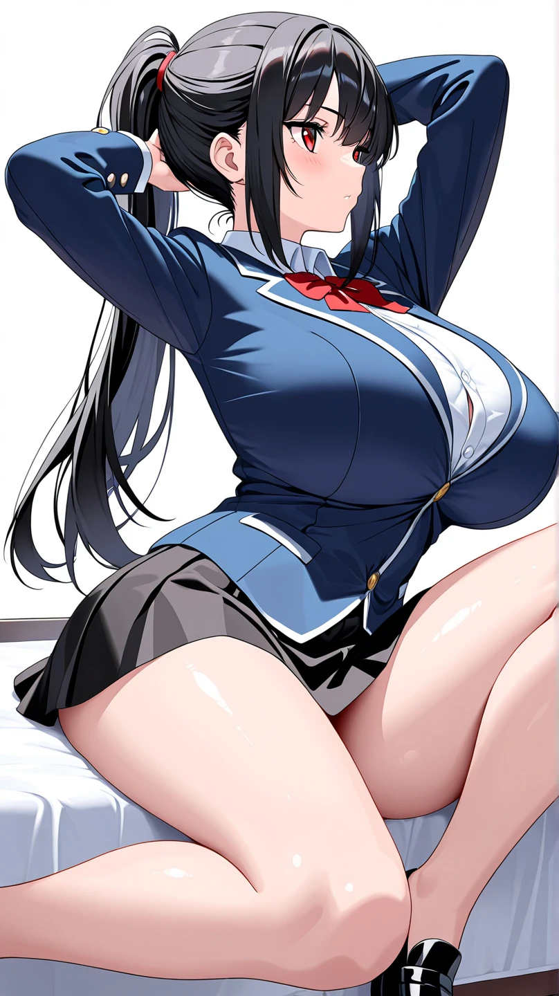 (Highest quality、Masterpiece、Very detailed、8K)、One Woman、Big Breasts、18-year-old、high school student、((Stand with your legs apart))
