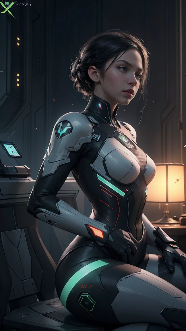 Alison Tyler, 25 yo, Perfect Face, Perfect body, bodybuilder, White Swinsuit armored cyberpunk, Pretty Features, Spaceship Interior, Wadim Kashin, James Gurney, INK, Splash Art", Royo, Sharp Focus, Emitting Diodes, Smoke, Artillery, Sparks, Racks, SYSTEM Unit, Motherboard, by Pascal Blanche Rutkowski Repin Artstation Hyperrealism Painting Concept ART of Detailed Character Design Matte Painting, 4K Resolution Blade Runner, Mysterious 