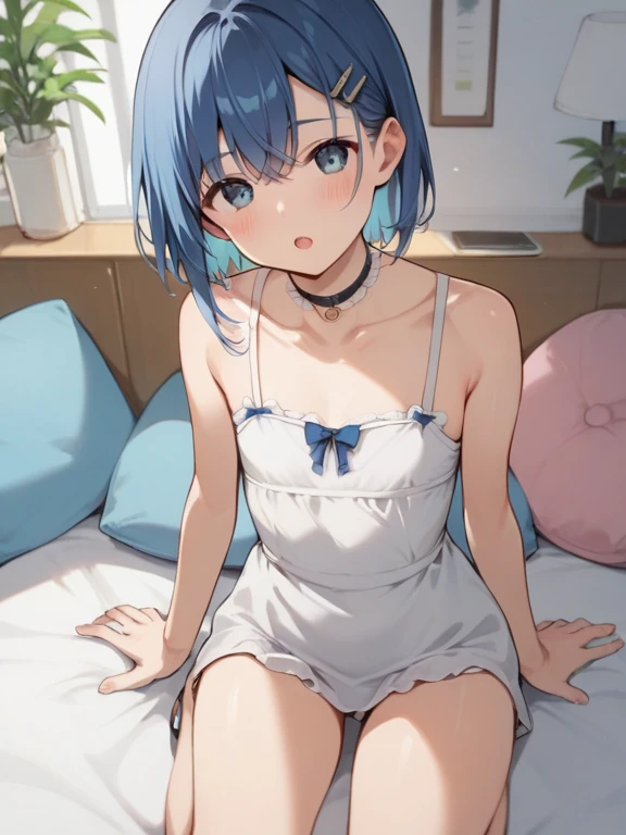 M-shaped legs、short hair、Blue Hair、、hair over one eye、、Blue underwear、Pale blue eyes、Blushing、Bedroom、On the bed、Random pose、Looks like she's about to cum、Glamorous expression、Blushing、Blue underwear、Cute underwear、Undressing、、Bedroom、On the bed、M-shaped legs、Random pose,Show your pants、short hair、Blue Hair、、hair over one eye、night、night、Not wearing a bra、、Blushing、lipstick、Perfect hands、Detailed hands、Bedroom、On the bed、hand bra