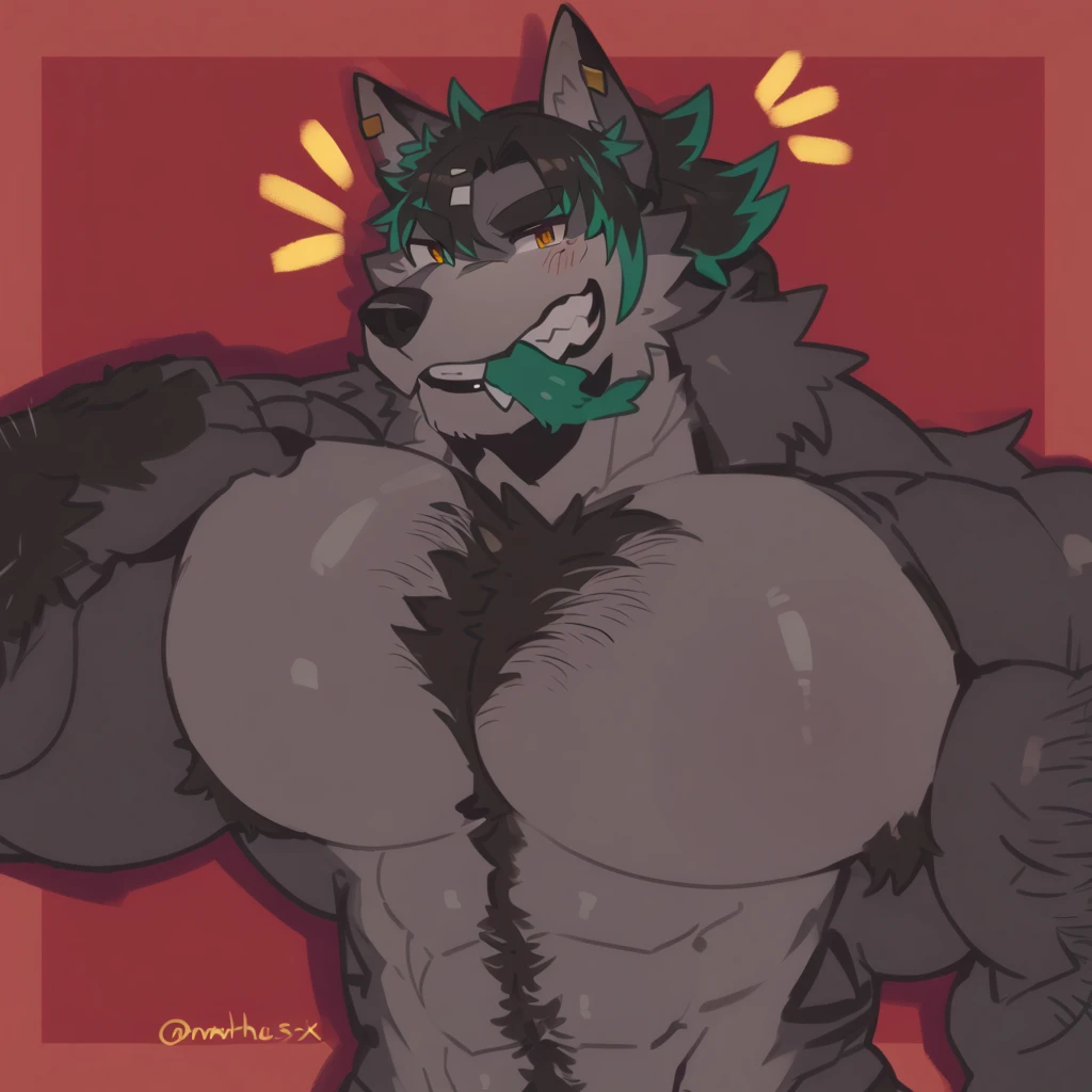 Jovem furry musculoso pelado com pau grande