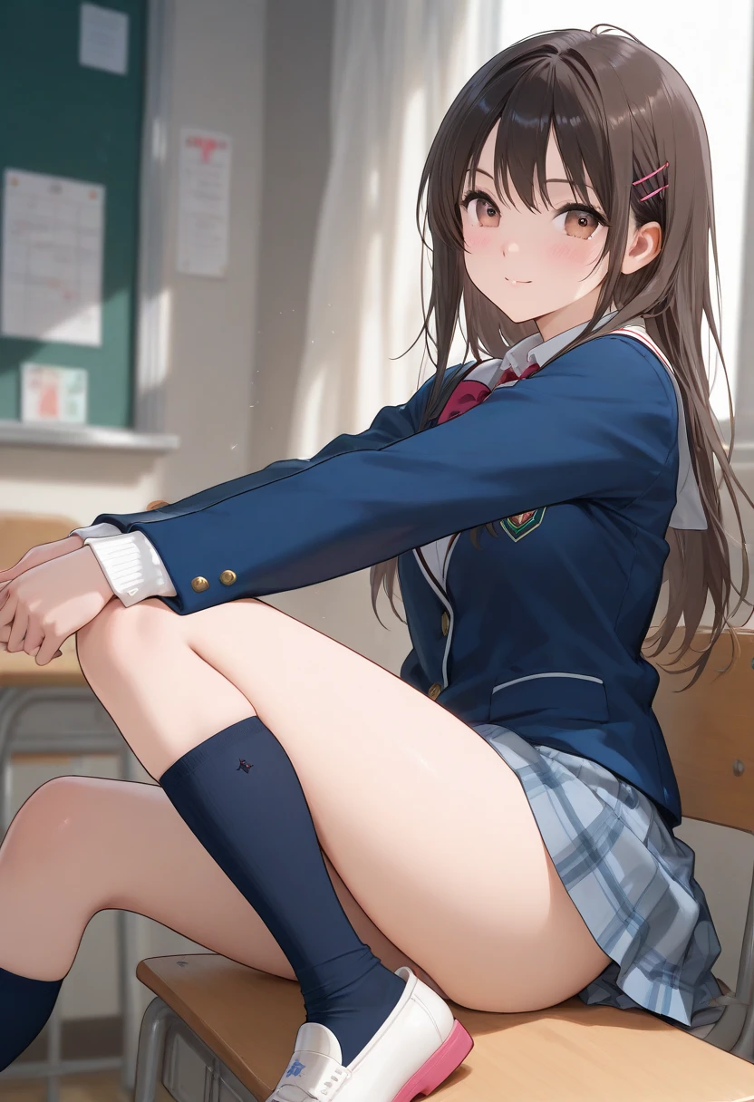 One Woman、One Man、beautiful girl、Brown-haired boy、Beautiful Youth、after school、evening、high school girl、School Nameplate、Blazer uniform、Pleated skirt、Black knee-high socks、Long Hair、In front of the school gate、Highest quality, Thick thighs、Big 、Big Ass、White panties、White bra、Black Hair、The girl has an excited face、A crowd going home from school、Squatting with legs apart、Take off your blazer and roll up your clothes