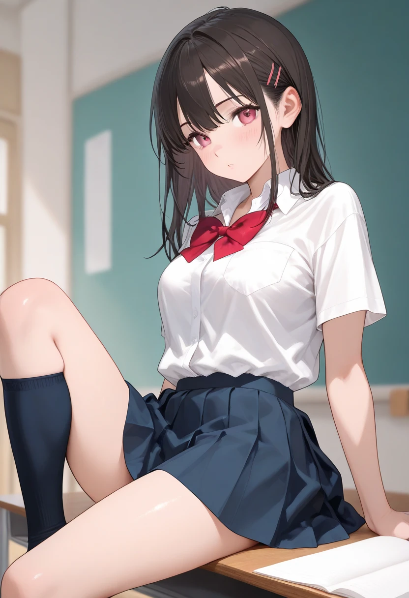nsfw,cherry blossom cream, Primary school students、8-year-old with short hair, ribbon, Green Eyes, hair ribbon, Pink Hair, Ahoge,
, shirt, white shirt, collared shirt, Jacket, Long sleeve, Captivating smile,masterpiece,Noise Reduction,Perfect Anatomy,High resolution, Very detailed,Game CG,Beautiful attention to detail,Visual Arts,
1girl、 Cowboy Shot、(Pussy、pussy)、(from below),(arms behind back)、Hands folded behind your back、Sit on a chair、Spread your legs、(White panties),(pussy juice),
