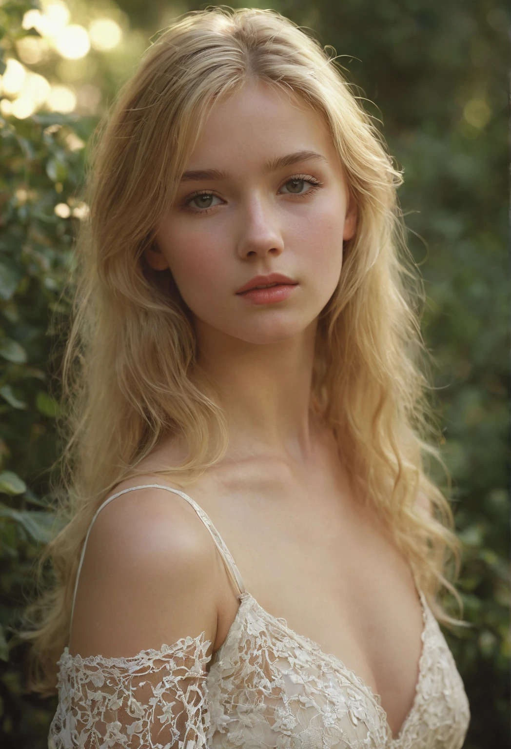 Stunning cute, (13 year old), girl, naked, proud, blond hair, blue eyes, skinny, small breast, small butt, with a in hand, with nipples out, showing her vagina with clitoris