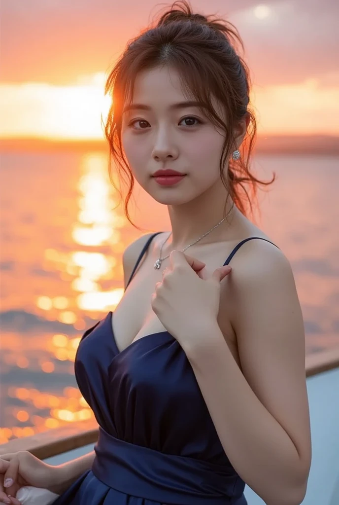 (8k, top quality, masterpiece: 1.2), (realistic, photorealistic: 1.37), super detailed, girl single, cute, solo, midnight, beautiful detailed sky, detailed café, sitting, date, (blush), (smile: 1.15), small breasts (mouth closed), beautiful fine eyes, floating hair NovaFrogStyle, back open dress