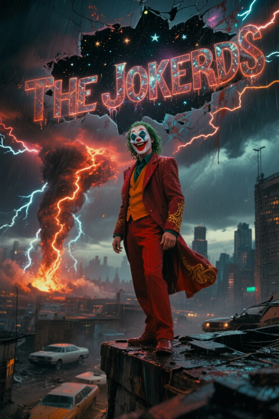 joker wearing silver chain inside a floating bubble and written CRXGOV 