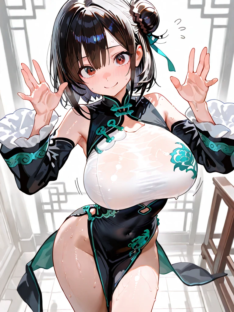 ((masterpiece)), ((best quality)), (ultra-detailed), ((extremely detailed)), 4K, (8K), best quality,, ((((perfect anatomy)))), (((((five fingers))))), (((beautiful detailed eyes))), (((world-class quality))), photorealistic, extremely detailed, high resolution, ((detailed shaded pretty face)), (((house wife))), solo, (((sagging breasts))), ((glowing detailed skin and hair)), white-skinned, (((glistening skin))), huge ass, huge breast, baby face, black hair, short hair, bob cut, naughty face, , one-piece swimsuit, chest gem, covered navel, ((belt on thigh)), potbelly,, green gem tiara, acrobatic pose, see-through, kneeling, spread legs