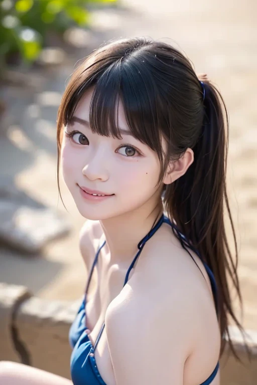 (((Crucifixion)))、、 {Arched waist)、(Skin blemishes:1.2), (Skin dents), black eye, 1woman, , (((woman))), alone, Realistic, Best image quality, Realistic, masterpiece, 8k, High resolution, alone, Highly detailed face, (Professional Lighting、Bokeh Depth of Field), (((View from below))), , Fashionable and trendy atmosphere, Japanese, street, ((Daytime)), null, ((Look at the viewers:1)), (Looking into the camera)、nice、Roadside Esbian maintains the original facial proportions and body shape、(Large Breasts)、(ponytail)、Brown haired、Floating Hair、Lipokubeni、Captivating Laughter、Floating Hair、Open_mouth 、Eyelashes under the eyes:1)、