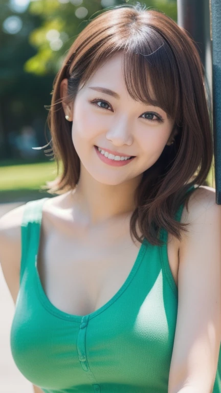 Highest quality、8k wallpaper、Reality:1.4、Cinema Lighting、View your viewers、background:urban office district(Outdoor)、1 beautiful girl、Japanese Idol、30 years old、Beautifully detailed eyes、Detailed face、Beautiful Skin、Slender、Slim waist、Thin legs、Red lipstick、Fancy hairstyle:1.5、The sunlight hits her hair and it shines golden、Profession:secretary、smile:1.2、Big Tits