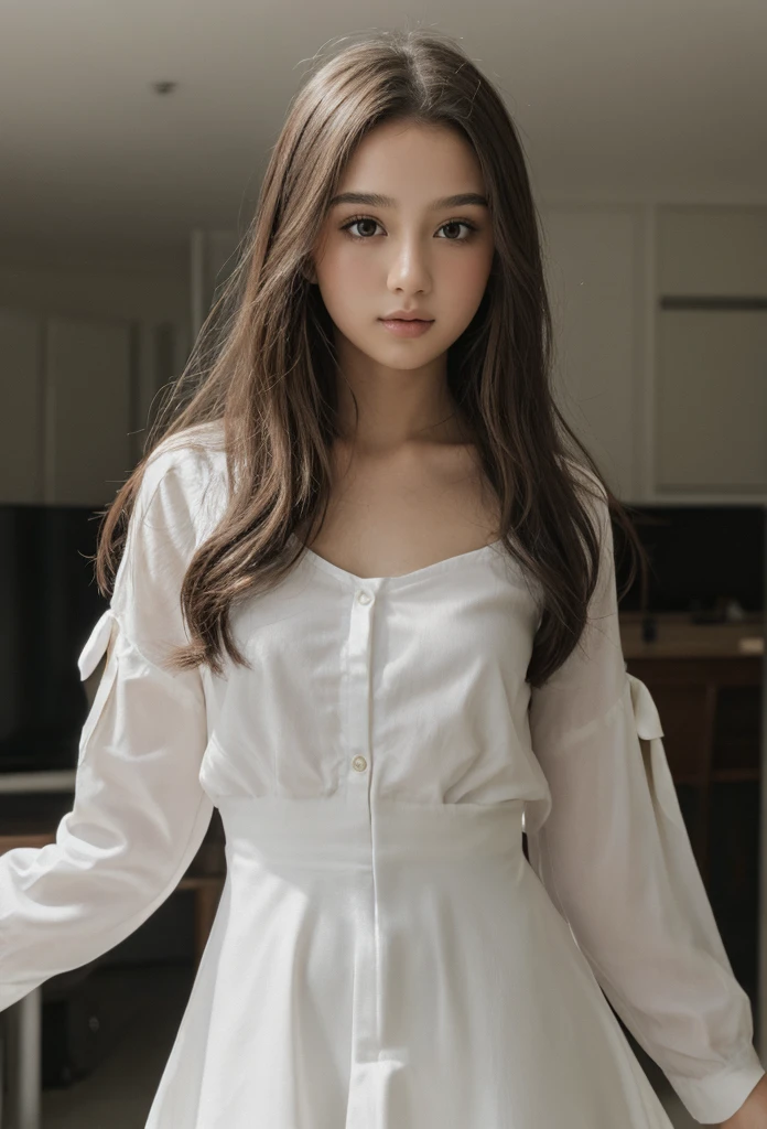 daisy, flower, Long hair、best quality 、8K、photographed、Fashion brand photography、long casual dress