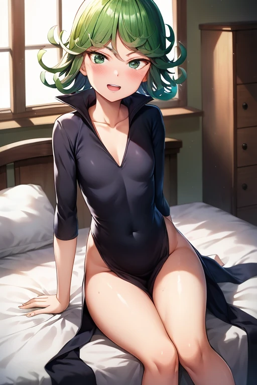 nsfw, tatsumaki, small breasts,tight black dress,side slit, long sleeves, 1girl,solo, masutepiece, Best Quality, Detailed CG, 8K Wallpaper, (flat chest:1.3), 1 boy and 1girl are having sex, (hands on own ass:1.5), (standing doggy back sex:1.3), (pussy in big penis:1.4), ecstacy, anime cg, (from front:1.4), bed, (tearful:1.4), (grind:1.2), (blush stickers:1.0), (terrified:1.4), (tearful:1.4), (grind:1.2), (blush stickers:1.0), (terrified:1.4),