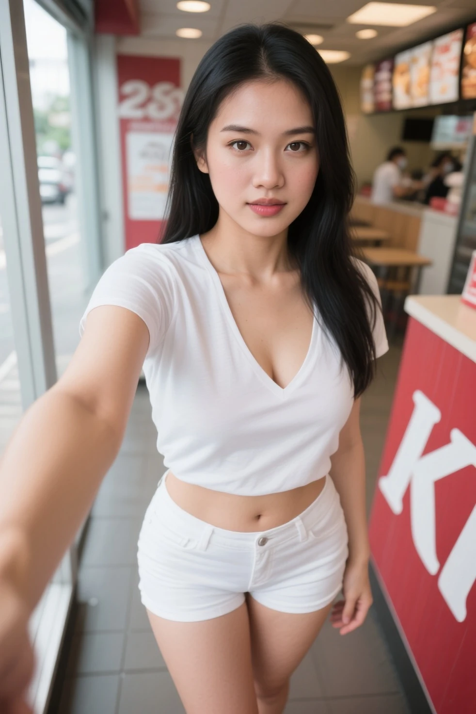 Beautiful thai girl doing blood donation