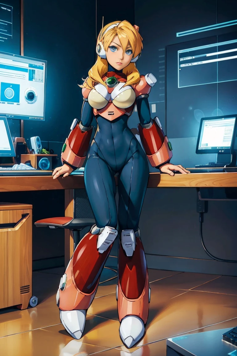 a powerful thunder ranger with a beautiful face, small breasts, wearing a tight suit, with yellow hair, wielding alien weapons, against a dramatic thunder backdrop, ultra-detailed, 8k, highly realistic, cinematic lighting, dramatic colors