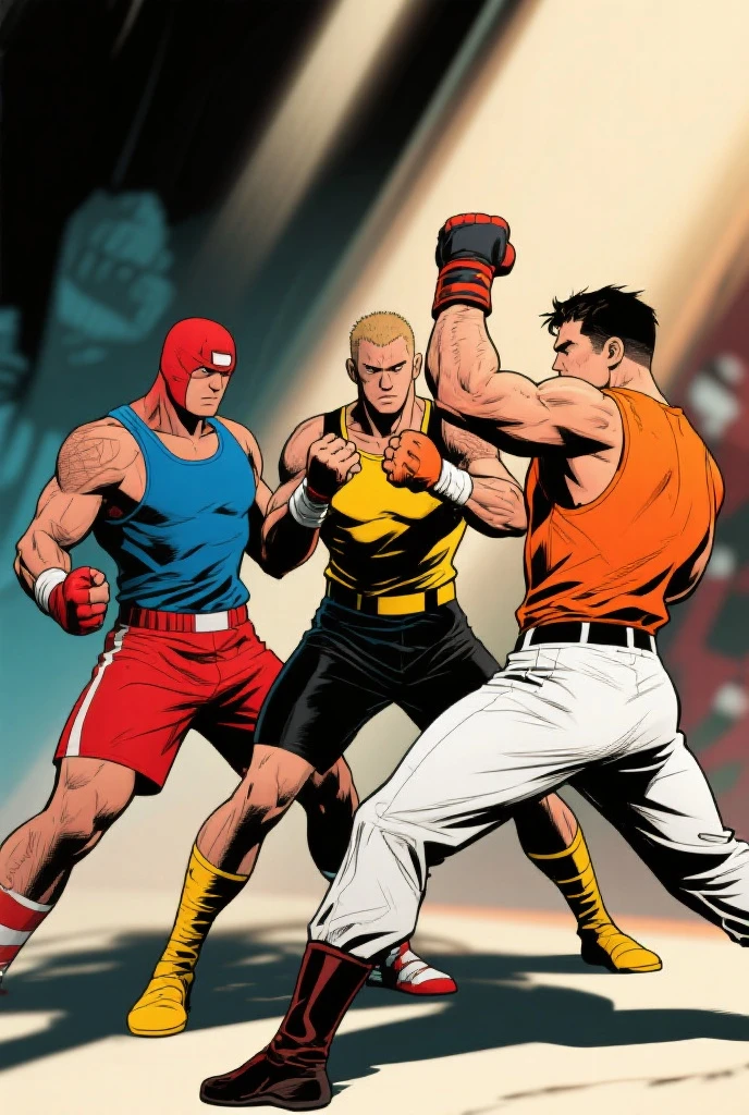 Illustration in Leyendecker style: Christopher Egan, 22 years , plays a muscular boxer in the ring. Wearing only red panties, big dick, boner, bulge in panties