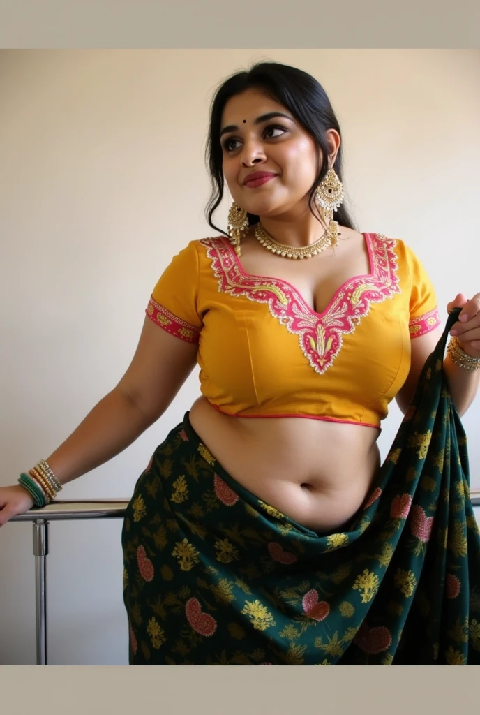 Foto RAW, photorealistic, photography, full body shot, master shot, perfect eyes, goddess like beauty, pierced eyes, perfect thick chubby mallu Desi aunty bhabhi, Wearing a Stanapatta, a chest-band.Saree model, model Photography, Indian saree shoot, Indian traditional wear advertising photography, traditional wear brand shoot, face of Indian actress Sonakshi Sinha, masterpiece, realistic, realism, incredible details, pleasure, photorealism, detailed skin, skin pores, high contrast, photorealistic Artstation 8k HD digital art trend of high definition and detailed realistic skin texture, ultra detail, realistic skin texture, armature, best quality, ultra high definition, (photorealistic:1.4),, high resolution, detail, raw photo, sweat, Re sharp, by Lee Jefferies Nikon D850 Film Stock Photo 4 Kodak Portra 400 Camera F1.6 Lens Rich Color Ultra Real Realistic Realistic Textures Dramatic Lighting Unreal Engine Trending at Art Station Cinestill 800,(pele altamente detalhada: 1.2), 8k UHD, DSLR, soft-lighting, alta qualidade, grain of film, Fujifilm XT3,she didn't like to wear blouse or bra, she is happy to wear only saree, she hates blouse or bra, detailed hairy armpits, hyper realistic skin, skin pores, sweat, veins,