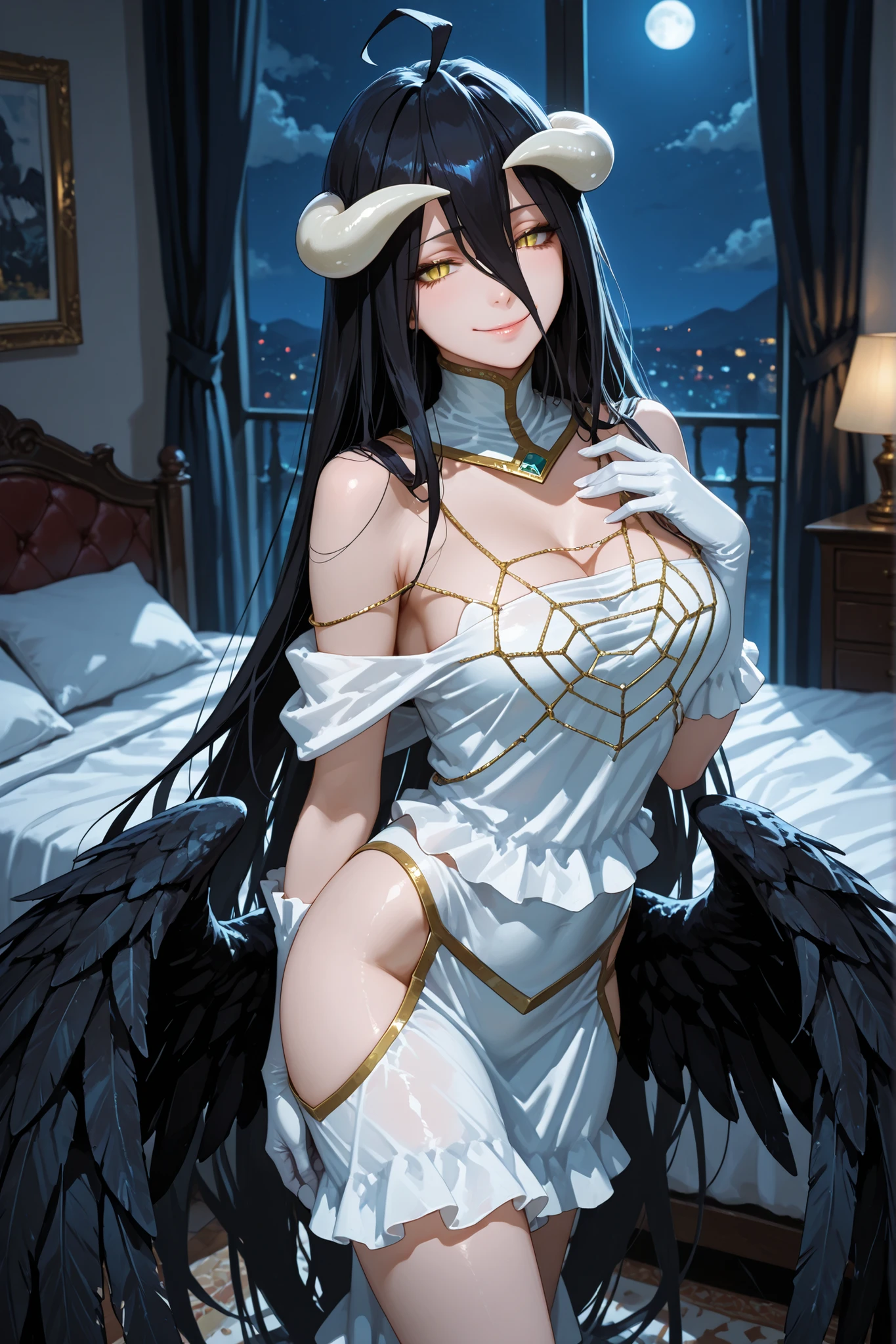 black eyes,blue eyes, large breast, angel wings, sexy, nude, naked, nipples, a hotel bedroom