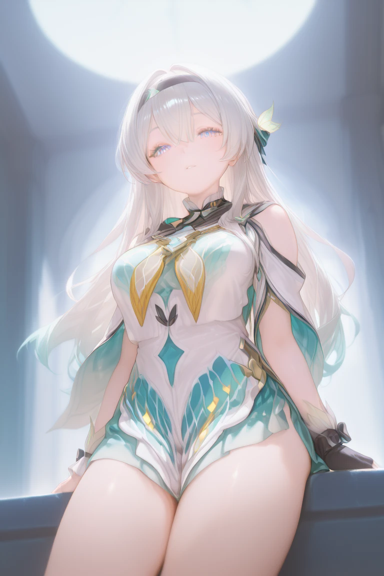 Bandeau skirt, best quality, masterpiece, 1 Girl, Solitary, Bangs, Hairpin, Hair accessories, , silver Long hair, black _ hair band, X-shaped , hair band,, bangs, Girl in white dress underwater in pool， A close-up fantasy of water magic， jingna zhang， Sitting on an underwater throne， Queen of the Sea Mu Yanling， Water daffodil， Jellyfish Priestess， Underwater Photography， Natalie Shaw， Real photography of the Queen of the Ocean， Guweiz style artwork， long flowing hair underwater， Ethereal fantasy 