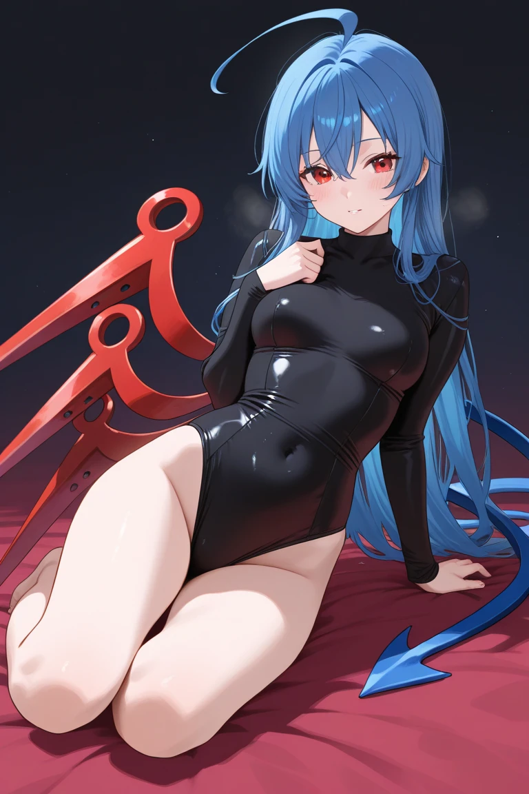 bangs, Blue hair,Wear socks,Blackened,Wrapped in black slime,A sad expression,Say goodbye to the gaze,Red coat,long eyelasher, solid circle eyes, Light smile,onesie,Venom possession,Blackened,Long blue gloves,Jumpsuits, black lence stockings,Chiaroscuro, Ray tracing, Cinematic lighting, 1girll, 独奏, standing on your feet, hair adornments, Red eyes, Heartless expression, blood stain, terroral, Simetall,Red eyes,Blackened,long black gloves,Jumpsuits,Tight one-piece stockings,Highlight her gorgeous figure,Wrap the whole body,onesie,Red eyes,Venom possession,Clear black stockings,long black gloves,Jumpsuits,Black one-piece stockings,Blood-red eyes,Best quality, high resolution, Ultra-detailed, Vivid texture, Mask, bangs,Wear socks,Tears,Wrapped in black slime,Sexual sexy, Black tunic, self-assured, Smile, Expressive eyes, collofull eyes, Dark background, abstract backgrounds, Contrast, Shadows, Masterpiece, Digital art, Glowing eyes, Intimidating, corrupted,((horror theme)),A blue-haired girl,Bleeding
