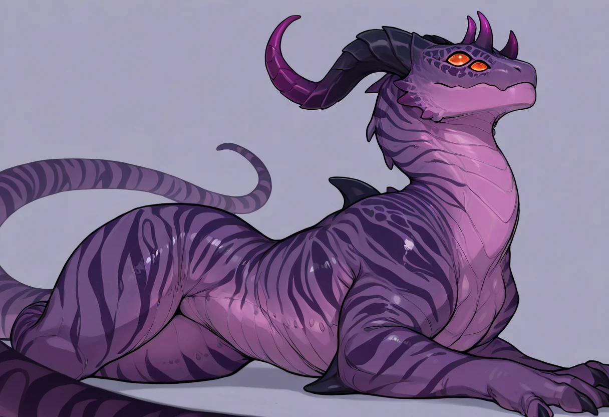 ((Masterpiece)),((best quality))solo,feminine male,dragon,shark,hybrid,green eyes,purple skin,long purple hair,stars,rose field,paws,face detail