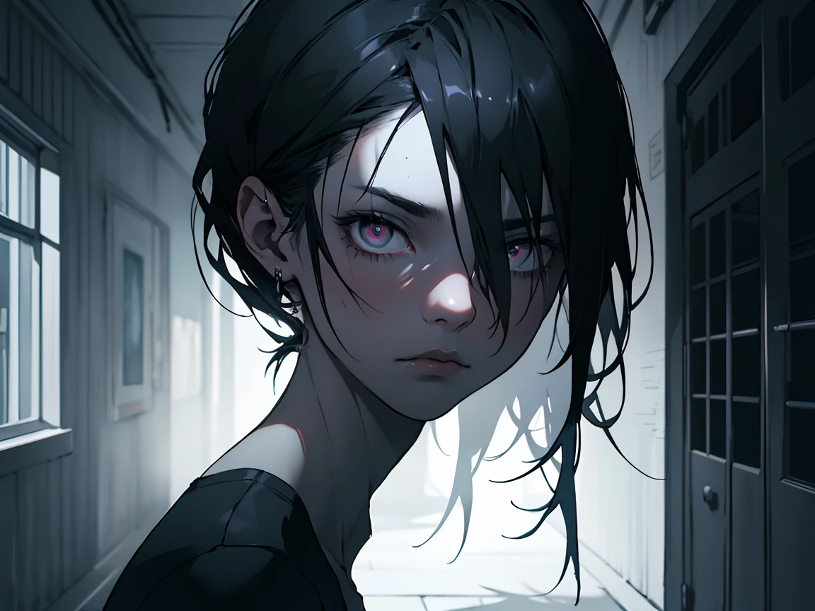 1 girl muscular black hair yellow eyes huge breasts pale skin expressionless sad expressionless sad expressionless sad expressionless sad expressionless sad expressionless sad expressionless sad creepy creepy