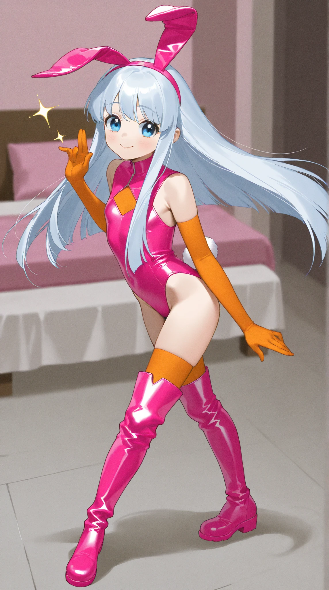 Furry robot Pink Long hair Wolf Magician Girl Pussy Small breasts Nipples Heart eyes Collar Brainwashing ring Evil heroine Fallen evil Rubber suit