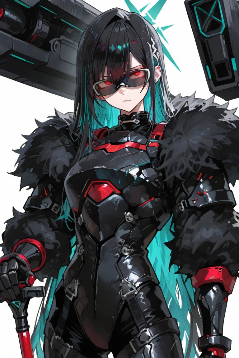 Iai Slash,独奏,black suits,sunglasses,twintail,black hair,masterpiece,best quality,super detailed,super fine illustration,8k,dynamic angle,battle scene,in dark room,detailed background,Break she is running forward.