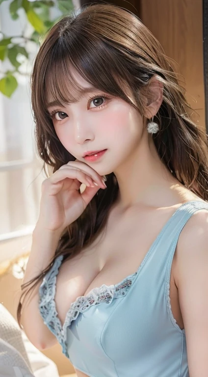 An innocent 20-year-old girl、((Wear a yukata with an open chest,Dramatic Pose)),smile,shortcut,Bed Background,RAW Photos, (8K、Highest quality、masterpiece:1.2)、(Intricate details:1.4)、(Photorealistic:1.4)、Octane Rendering、Complex 3D rendering with ultra-detail, Studio Soft Light, Rim Light, Vivid details, Super Detail, Realistic skin texture, Detailed aspect, Beautiful details in the eyes, Highly detailed CG Unity 16k wallpaper, compensate, (Detailed Background:1.2), Glowing Skin, whole body、From head to thighs、,((Sleeping on your back、Angle of view from above))