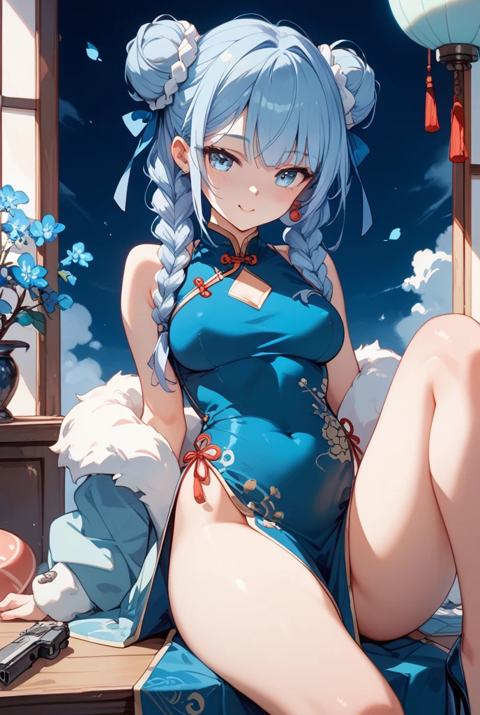 natta，themoon，game scenes，Ancient Chinese palaces are located above the clouds，surrounded by cloud，Teenage girl，having fun，glazed tiles，lanterns，sheer transparent clothes，glyphic，((Color ink)),( (Splash ink ) ), ((Splash ink) ink})), tmasterpiece，high high quality，Beautiful graphics，high detal