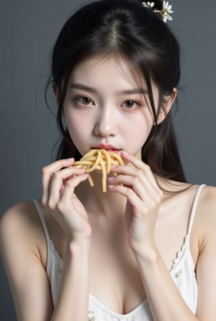 profile、Underwear、She is eating a big corn dog、Undressing 、Head tilt, (flat chest)、(((White drool)))、Open_Mouth、(Wet)、(13 only)、Fashion trendy beautiful and attractive beautiful girl、Gentle and attractive Chinese beautiful girl、charming oval face、二重まぶた、Smart peach blossom eyes、Pink lips、a small nose、The ultra -The high-definition、ultra-definition、Extremely thin light transmits、Facing up、condoms