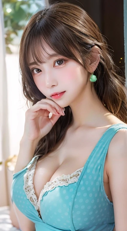 Tabletop、highest quality、shape、Very detailed、High resolution、8k wallpaper、Perfect dynamic composition、Beautiful and detailed ideal hair、Natural color lip, Random sexy poses,smile、20-year-old girl、cute、(highest quality:1.3)、(masterpiece:1.3)、(The Very detailed:1.3)、(wallpaper, One Girl:1.1)、(Detailed hands and fingers:1.2)、(Super Oily, Highly detailed shiny skin:1.1(Striped bra:1.4)、(room)Brown Hair、Natural smile、ponytail、Beautiful sister、(Are standing:1.2)Large Breasts