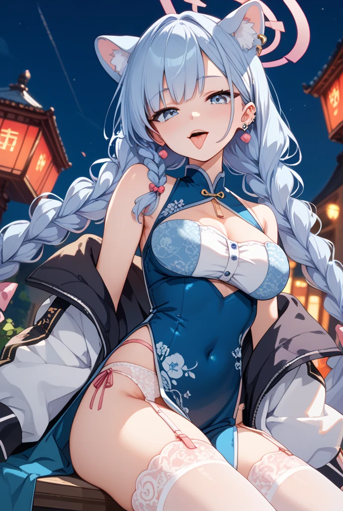 ((2D beautiful girl、top-quality、Perfect Finger 1.1、Perfect Anatomy 1.1、extremely delicate and beautiful illustration))、cute petit girl、(transform sequence)、((Priest style leotard))、8years old、elementary student、Lori、Chiquita、Fractal Art、baby-face、((stright long hair))、big drooping eyes、A smile、Full body depiction、(1 persons)、(Shrine maiden style leotard)、European style square with blue sky、The color of the costume is blue and white、cat ear、Princess、
