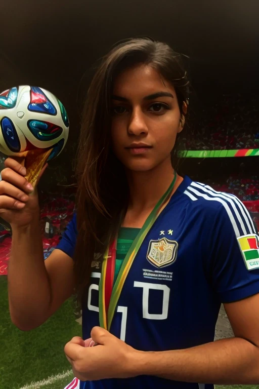 Woman with the Colombia national team shirt and with the name Luz