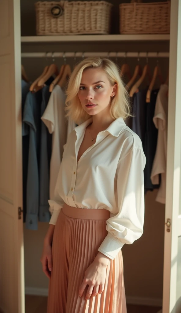 Serb、20yr old、femele、eyes large、a blond、lips pink、Big、tall、Shoulder out、Model body type、Beautuful Women、white clotheull bodyesbian