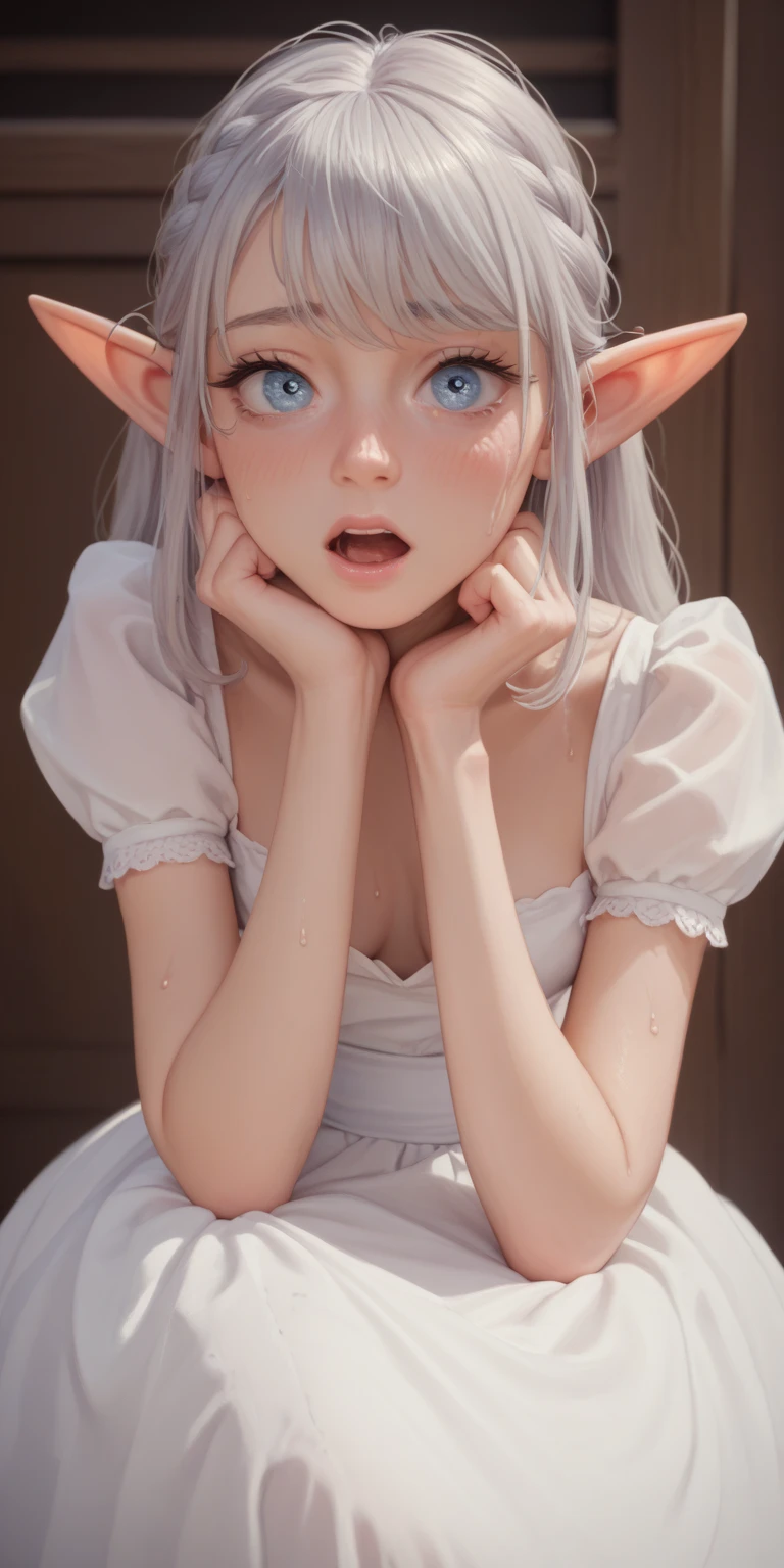 anime girl with white hair and blue eyes posing for a picture, ahegao, Guviz, ahegao face, guweiz masterpiece, Guweiz in Pixiv ArtStation, Guviz-style artwork, Guweiz on ArtStation Pixiv, Loish et WLOP, Art germ. High detail
