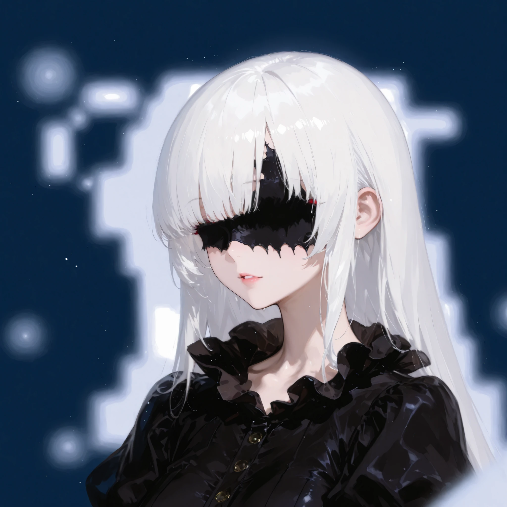 is a girl with white hair,black dress,Have alopecia,HD Background,Kula in The King of Fighters, masterpiece,Highest Picture Quality,best quality,2.5D style