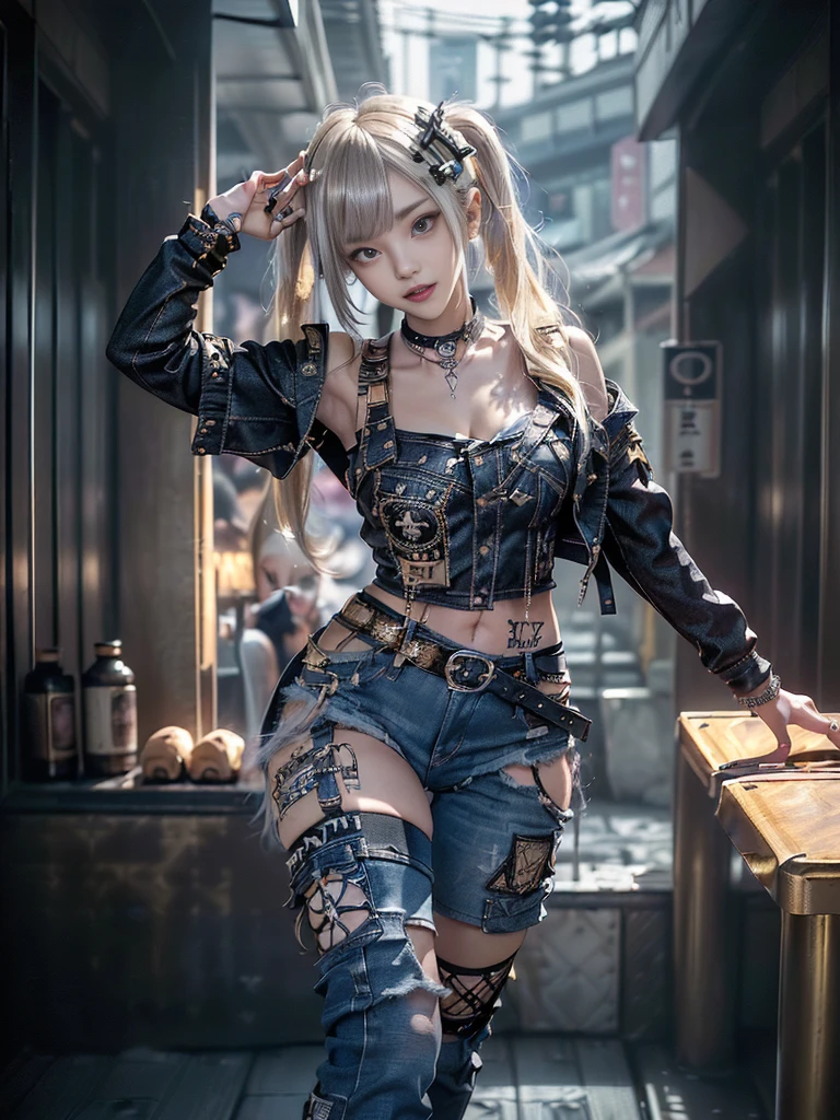 offcial art, Unity 8k wallpaper, Ultra detailed, Beautiful and aesthetic, Beautiful, Masterpiece, Best quality, 8K, Skin texture:1.4, tmasterpiece:1.4,Pose behind beauty,(Cyberpunk style ta costume in random colors),(Focus on the knee),The face is clear,