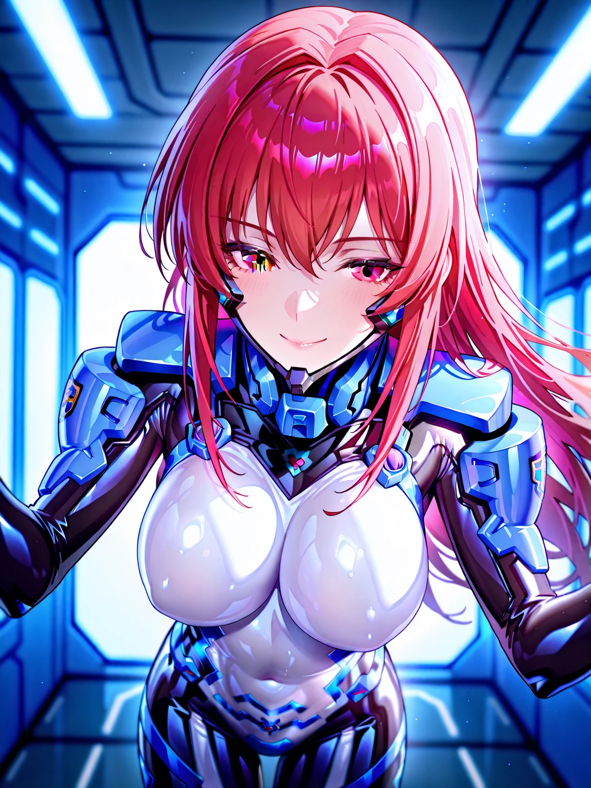 score_9, score_8_up, score_7_up, score_6_up, source_anime, game cg, beautiful eyes, aoi_nagisa_\(metalder\), BREAK duo, 1girl, koukawa asuka, brown hair, long hair, blue eyes, bangs, side bangs, (huge breasts:0.8), curvy, prosthesis, fishnets, taimanin suit, pink bodysuit, impossible clothes, skin tight, covered nipples, shiny clothes, BREAK head tilt, embarrassed, saliva, (penis on face, licking:1.1), penis, 1male, inside, hotel, pink theme, lighting, upper body,