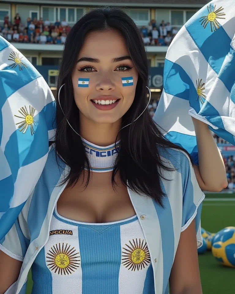Supporter of the portugal and romania national football team, beautiful busty women cheer for their beloved team , photo style sport news , full body style