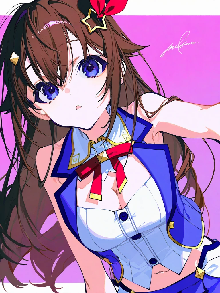 highest quality, High resolution, One Girl, Suzumiya Haruhi, alone, Bare shoulders,Collar with chain, Brown Hair, short hair, Brown eyes, Armband, hair band, Medium Hair, ribbon, Medium chest, With legs apart,leotard, Surprised