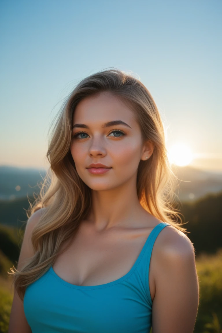 <lora:Jenn4More:0.8>,jenn4more,1girl,blonde hair,red crop top,denim jeans,mountainside,golden hour, Hyperrealistic art cinematic film still photography in the style of detailed hyperrealism photoshoot,RAW,color graded portra 400 film,remarkable color,realistic dull skin noise,Thorough,analog style,highest quality,skin pores,sharp focus,dappled lighting,film grain,photographed on a Sony A7R IV,18mm F/1.7 cine lens,(highly detailed, intricately detailed),8k,HDR,, Thorough,analog style,female focus,highest quality,(highly detailed skin),perfect face,skin pores,(bokeh:0.6),sharp focus,dappled lighting,(backlighting:0.7),film grain,photographed on a Sony A7R IV,18mm F/1.7 cine lens,(highly detailed, intricately detailed),8k,HDR,front view,(full body visible:1.2)