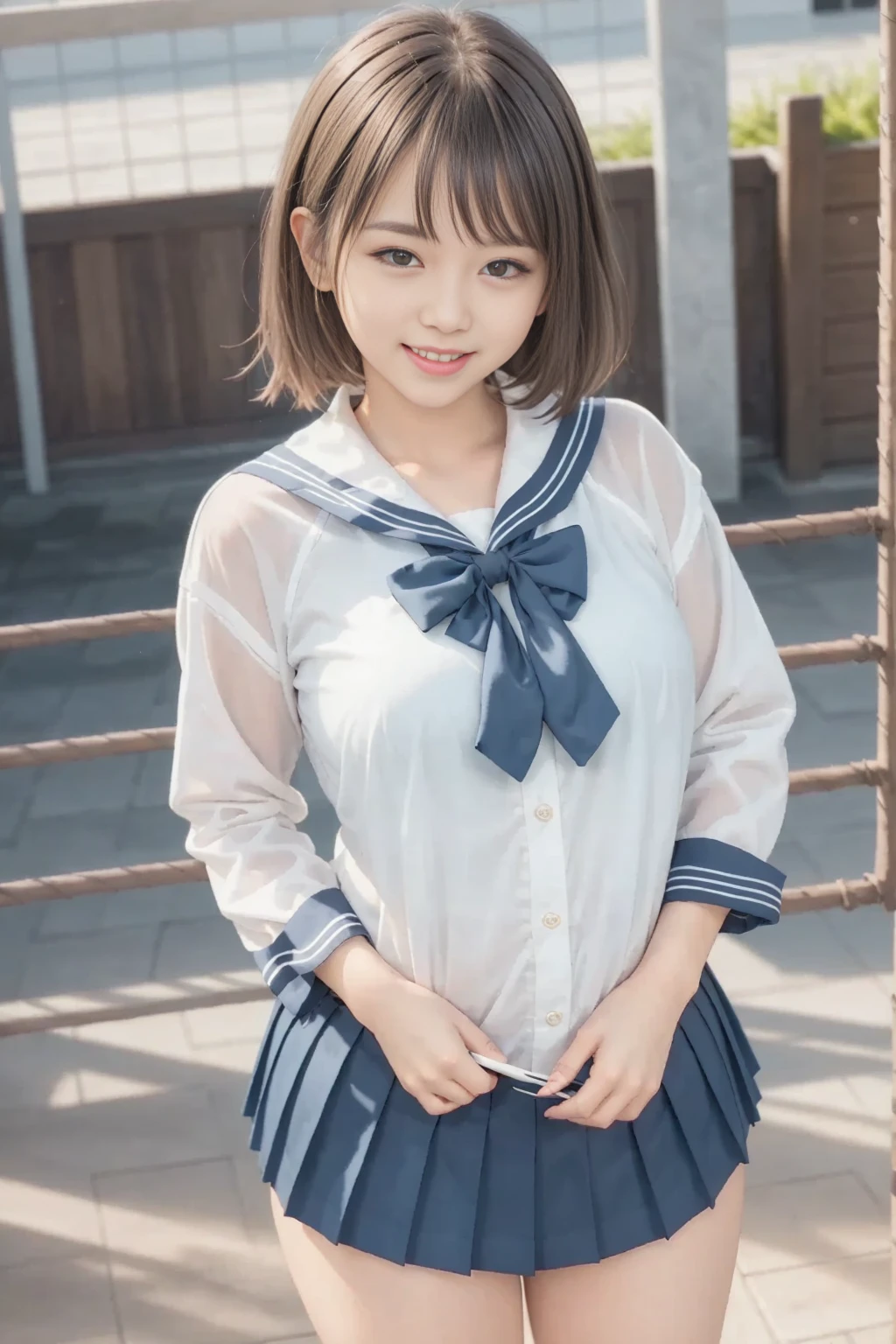 Very detailedな CG Unity 8k 壁紙, Highest quality, Very detailed, masterpiece, Realistic, photo Realistic, Photographing the whole body from a distance、Very detailedなかわいい 14 歳の女子, (((Try lifting your skirt))), (Lift it yourself), Camel Toe、Natural Makeup、(masterpiece:1.3, Highest quality, Ultra-high resolution, Very detailed), (Realistic:1.1, photoRealistic:1.4)、School Life、In the classroom、Enjoying alone、Blushing、Xiaowa、Beautiful detailsまでこだわった髪, Beautifully detailed face, Beautiful details, Camel Toe、Beautiful clavicle, Beautiful body, Beautiful breasts, Beautiful thighs, Beautiful feet, Beautiful fingers,
View your viewers, 1 Girl, Japanese, 14-year-old girl、smile、Perfect Face, (Perfect Anatomy, Anatomically correct), Cute and symmetrical face, Baby Face, 細部にまでこだわったWhite skin, Skirt flip、Camel Toe、Skirt flip、((Lower body naked))、((Wear loafers and socks))、(Cute side twin tails:1.5,brown、Scrunchie), Asymmetrical bangs, black eye, Long eyelashes, (Small Box)、Very slim figure、thin, blush, Lips parted, Looking at the audience ((Cute short-sleeved sailor uniform:1.5))、In a Japanese classroom、Detailed slender legs、White skin、Skirt flip、Camel Toe、Skirt flip、(2 legs、Black knee-high socks:1.2)、((One young junior high school student))